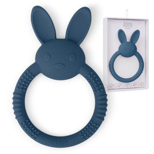 Silicone Baby Bunny Teething Toys - Cute Animal Shaped Teething Relief for 0-6 Months, Easy to Clean Teether Ring - Newborn Essentials (Denim)