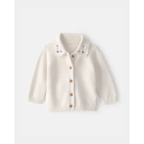 Baby Girl Floral Button-Up Cardigan Sweater - Ivory - OshKosh B'gosh | Carter's