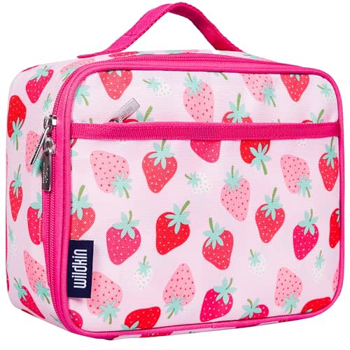 Wildkin Kids Insulated Lunch Box, Strawberry | PEVA-lined interior wipes clean, helps keep food fresh, ages 3-15, matches Wildkin girls' backpack.
