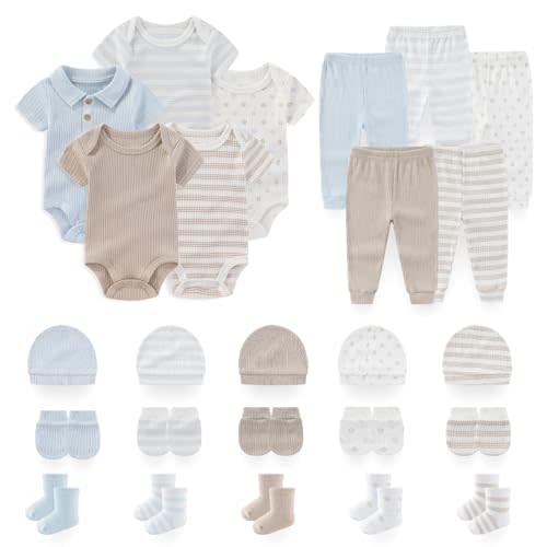 BABYSOLIS Unisex Baby Boy Girl Pant Sets Bodysuits Hats Gloves Socks Accessories 25 Pack Cotton Infant Practical Outfit