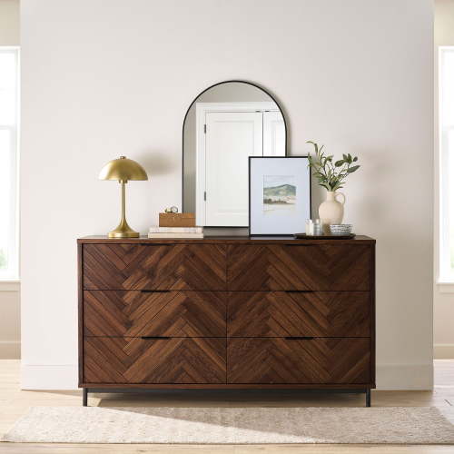 Better Homes & Gardens Wyatt Geo 6-drawer Dresser, Walnut Finish
