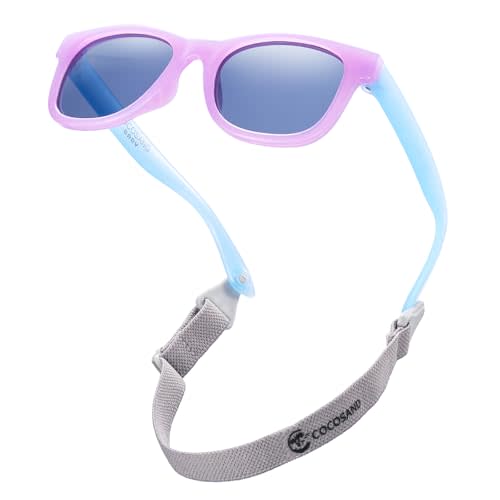 COCOSAND Flexible Polarized Baby Sunglasses with Strap UV Protection for Toddler Infant Girl Boy Age 0-24 Months