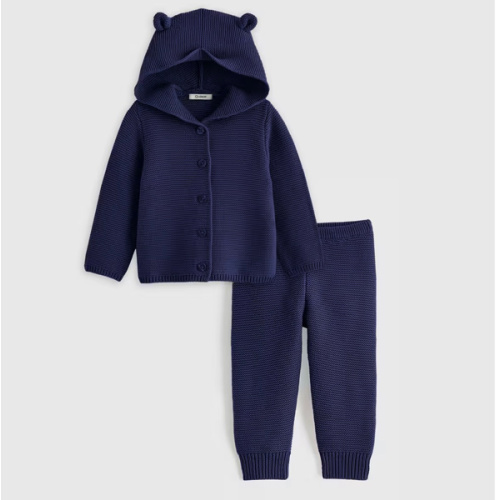 100% Organic Cotton Sweater Set in Navy