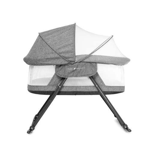 Baby Delight Go with Me Slumber Portable Rocking Infant Bassinet, Removable Canopy, Charcoal Tweed