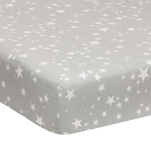 Milky Way Gray/White Stars 100% Cotton Baby Fitted Crib Sheet – Lambs & Ivy