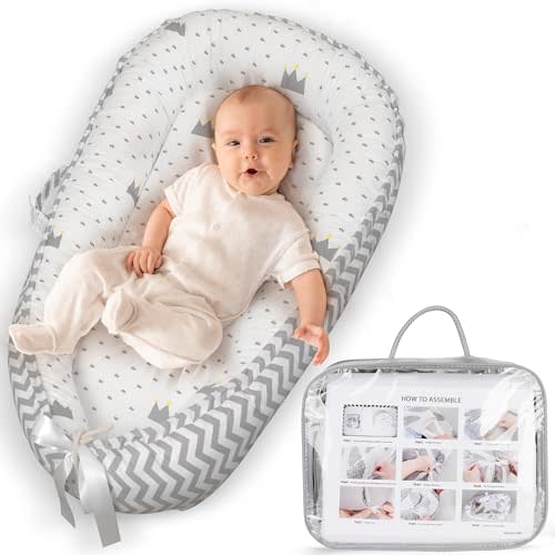Baby Lounger - Breathable & Soft Baby Lounger for Newborn 0-24 Months, Soft Portable Baby Lounger Pillow, Newborn Babies Essentials, Snuggle Lounger Me