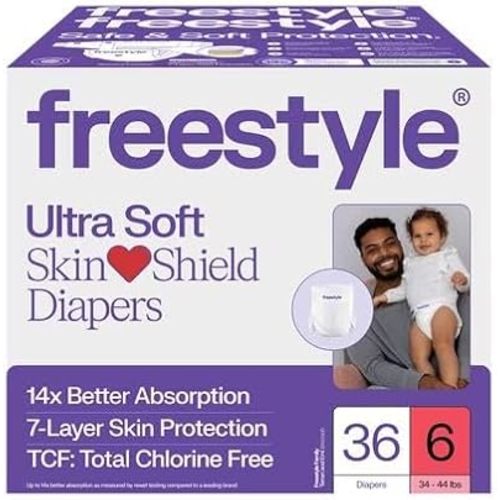 Free~Style Hyper Absorbent Ultra Soft TCF Baby Diapers (Size 6-36ct)