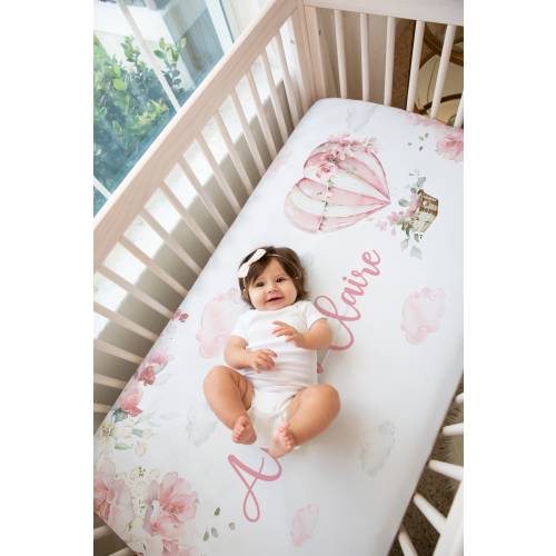 Baby Girl Hot Air Balloon Crib Sheet