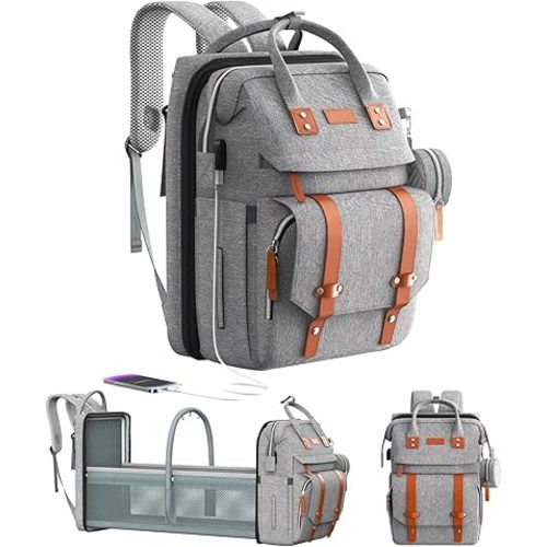 Diaper Bag Backpack with Changing Station, Large Diaper Bag, Baby Bag, Multifunctional Diaper Bag, Gray