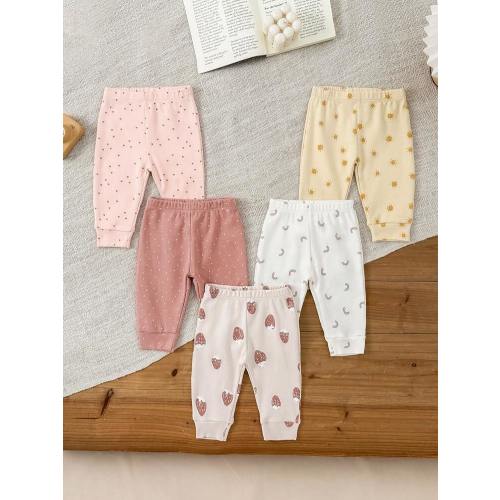 5 PCS Baby Boy Girl 0-12 Months Casual Print Cotton Soft Newborn Pants Four Seasons | SHEIN USA
