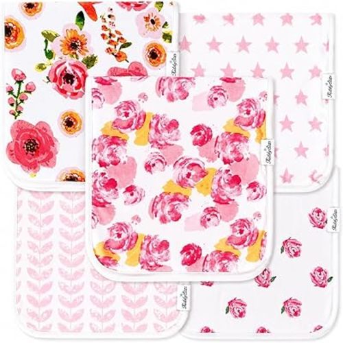 5-Pack Burp Cloths – Organic Cotton, Soft, Large & Absorbent 3-Layer Towels for Newborns – Essential for Feeding & Spit-Up