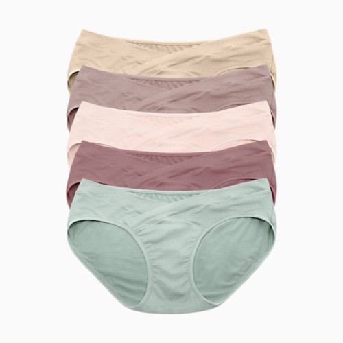 Kindred Bravely Under-the-Bump Maternity Bikini Underwear (5-Pack) - Pastels, Large