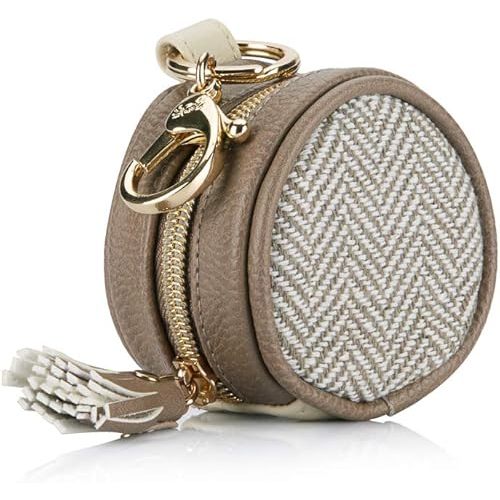 Itzy Ritzy Pacifier Holder Case with Clip - Pacifier Case Includes Clasp to Easily Attach to a Diaper Bag or Purse, Measures 2.5" in Diameter and Holds 2 Pacifiers (Vanilla Latte)