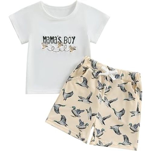 Toddler Baby Boy Summer Outfit Short Sleeve Duck Hunting T-Shirt Tops Casual Shorts Set Infant Newborn Clothes