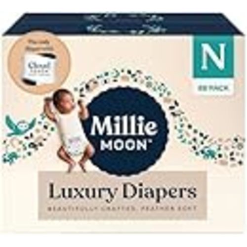 Millie Luxury Diapers – Ultra Soft Cloud Touch Disposable Diapers with 12 Hour Absorbency & Wetness Indicator (N - 88ct)