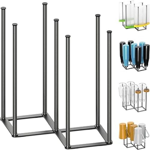 Foldable Bottle Drying Rack, Baby Bottle Drying Rack, Collapsible Cup Draining Holder, Retractable Reusable Storage Bag Dryer with Non-Slip Bottom - Stainless Steels (Starlight Gray)