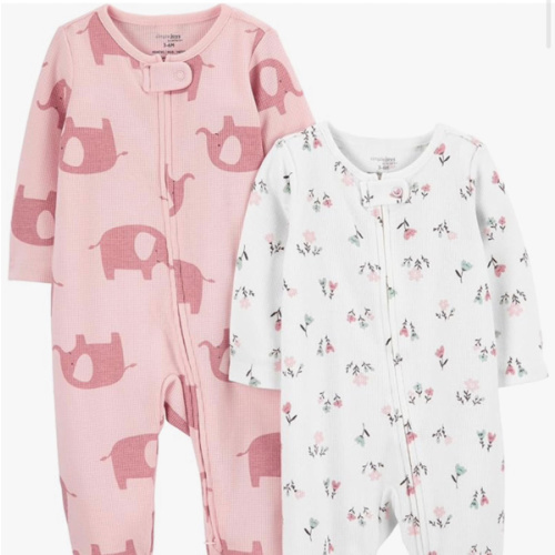 Simple Joys by Carter's Baby Girls' 2-way Zip Thermal Footed Sleep and Play, Pack of 2