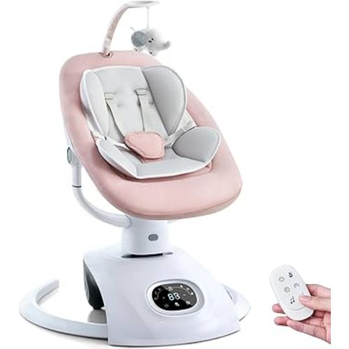 VaVaSoo Baby Swing for Infants Electric Automatic Multi Motion Newborn for Girl & Boy with Remote Control, 5 Speed, 13 Melodies, Pink