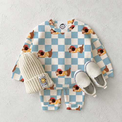 Baby Plaid dog Waffle 2-Piece Set