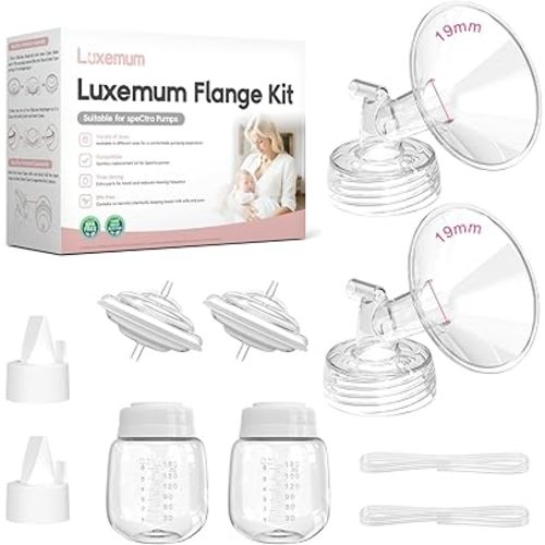 Spectra Pump Parts Compatible w/S1/S2/9 Plus, Full Set Spectra Replacement Pump Parts Kit Include 2 Pack 19MM Flange, Duckbill Valves, Tubings, Backflow Protectors&Bottles, Not Original Accessories
