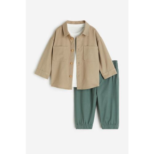 3-piece Cotton Set, Beige/green - 6 month