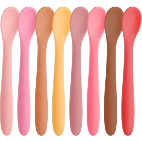 HANSGO 8-Piece Silicone Baby Spoons, First Stage Infant Self Feeding Spoons, Soft-Tip Gentle on Gums, Baby Utensils, Infant Training Spoon, Dishwasher Safe & Boil-proof
