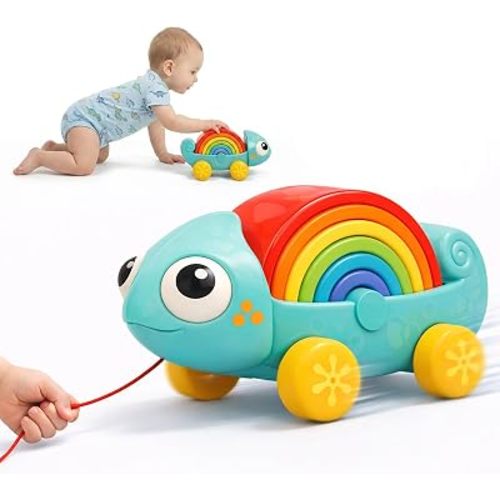 Rainbow Stacker, 2-in-1 Pull Toy for Toddlers 1-3