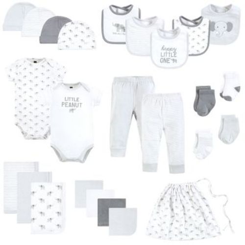 Hudson Baby Infant Baby Layette Baby Starter Set 25pc, Happy Little Elephant, 3-6 Months