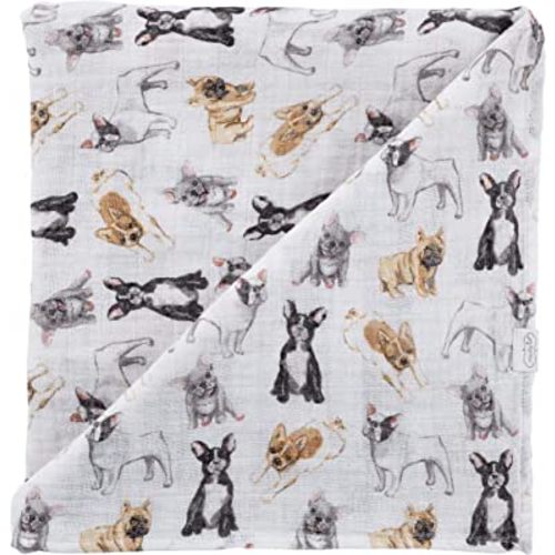 Mud Pie, French Bulldog Print Baby Swaddle Blanket, 47" x 47", Frenchie