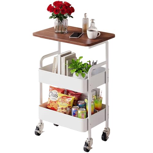 3-Tier Metal Storage and Utility Rolling Cart with Drawer, with Fixed Wheel Locks,for Small Spaces Kitchen Storage，Office Bookshelves, Bedroom Racks, and Bathroom Storage