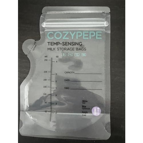 Cozypepe 200 Pcs Breastmilk Storage Bags, 8oz Breast Milk Storing Bag with Pour Spout, Temperature-Sensing Color Change Milk Bag for Convenient Breastfeeding, No Leak Presterilized for Freezer