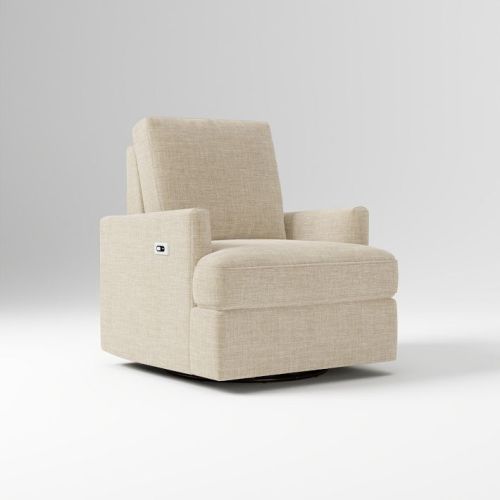 Haven Swivel Glider Recliner Power Performance Yarn Dyed Linen Weave Sand