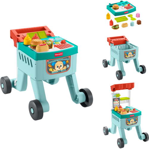 Fisher-Price Laugh & Learn 4-in-1 Snack Cart Walker Baby & Toddler Learning Toy, 14 Play Pieces, Multilanguage Version - Walmart.ca