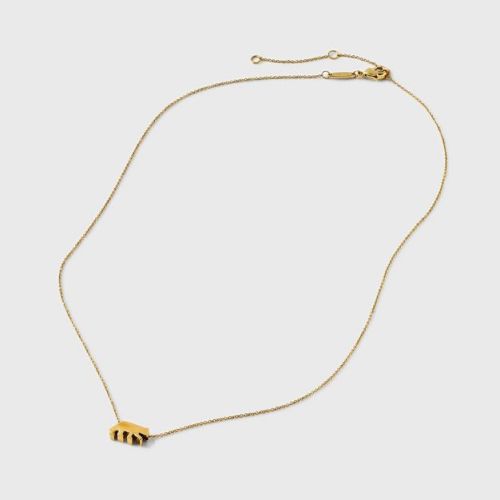 Tiny Tags 14K Gold Ion Plated Mama Bear Chain Necklace - Gold