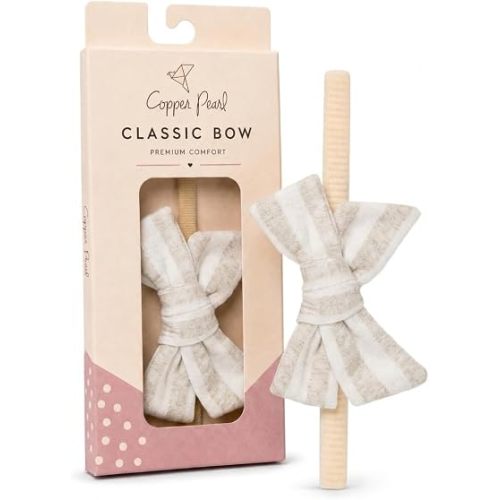 Copper Pearl Classic Baby Bows Headbands for Baby Girls – Newborn Headband Bows, Infant Hair Bows for Baby Girl, Nylon Baby Girl Bows & Headbands, Coastal