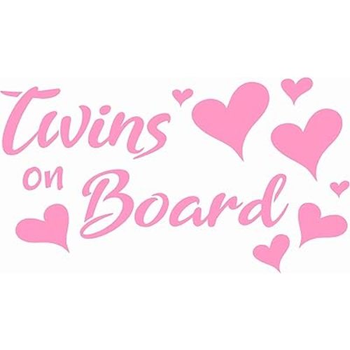 Twins on Board Baby Boy Girl - Die Cut Vinyl Window Decal/Sticker for Car/Truck (Soft Pink)