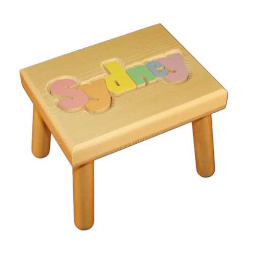 Personalized Name Puzzle Stool: Handmade Wooden Toy