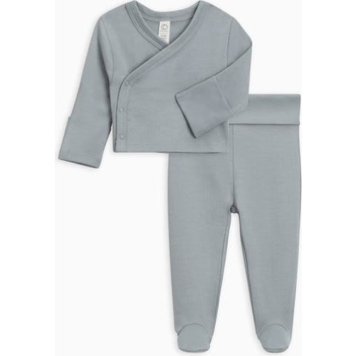 Organic Cotton Riley 2 Piece Kimono Top and Pant Set, Newborn