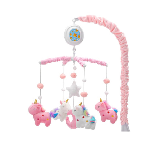 Unicorn Baby Crib Mobile with Music Box (100+ Lullabies), Rotating Plush Crib Toys for Newborns, Infant Girls, Baby Shower Gift