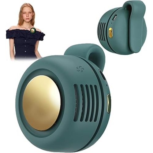 Portable Clip-On Fan, Mini USB Rechargeable 360° Rotatable Fan, 3-Speed Silent Mini Bladeless Fans (Green)