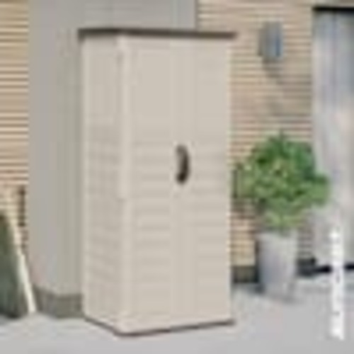Suncast 2 ft. 8.25 in. W x 2 ft. 1.5 in D x 6 ft. H Plastic Resin Outdoor Storage Cabinet Shed in Vanilla (Beige) BMS1250