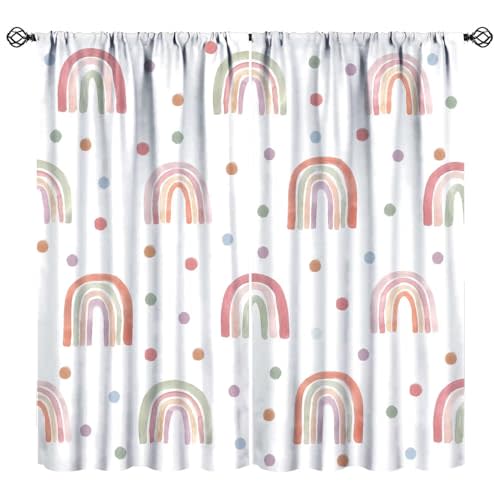 JESTRONRY Kids Boho Rainbow Curtains, Colorful Cartoon Rainbow Bohemian Style Home Fabric Baby Girls Bedroom Living Room Nursery Bathroom Decor 42" W X 45" L (Blackout)