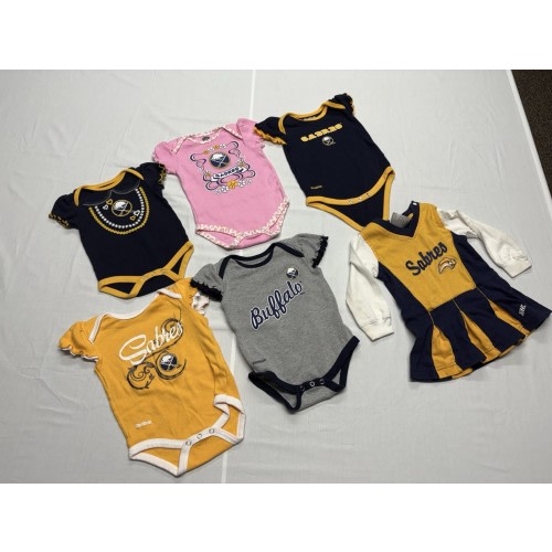 Buffalo Sabres Lot Infant Girls Bodysuits, Four 3-6M, One 0-3M, 18M Cheer Outfit