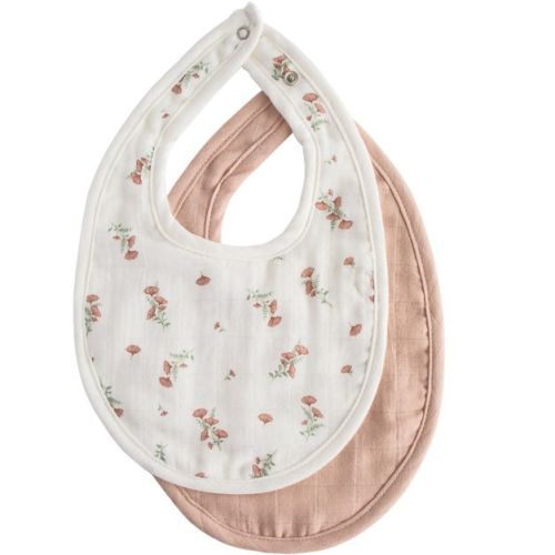 Muslin Bib Blush/Pink Flowers One Size
