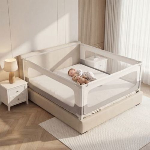 Toddler Bed Rail Set for King Size – Adjustable Height, Thickened Safety Guard, No-Drill Install – Anti-Fall Side Barrier