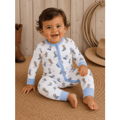 2-Way Zip Romper, Buckaroo Boots
