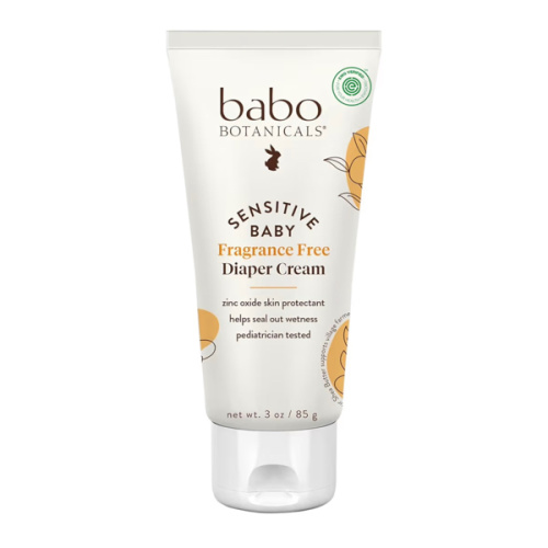 Babo Botanicals Sensitive Baby Fragrance-Free Diaper Cream - 25% Natural Zinc Oxide - Calendula, Shea & Cocoa Butter - EWG Verified - Vegan- From birth on