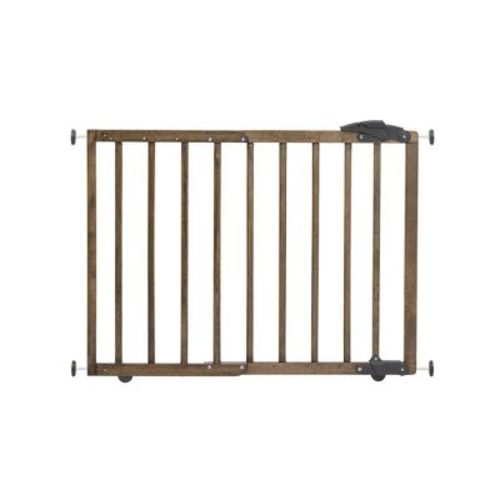 Dreambaby 27.5-41" Nottingham Rustic Wooden Baby Gate for Stairs & Doorways, Walk Through or Pressure Mount - Farmhouse Style