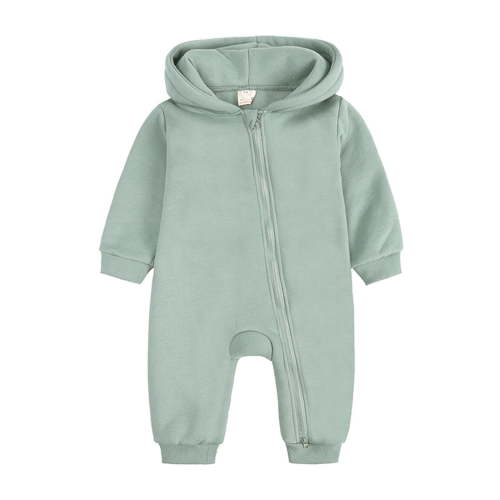 IROINNID Baby Bodysuit Long Sleeve Winter Hoodies Baby Girls Boys Clothes Romper Hoody Bear Ears Jumpsuit Pullover Zipper Overalls,Green