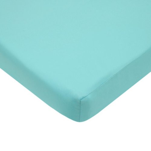 TL Care 100% Natural Cotton Percale Fitted Mini Crib Sheet, Aqua, 24 x 38, Soft Breathable, for Boys and Girls